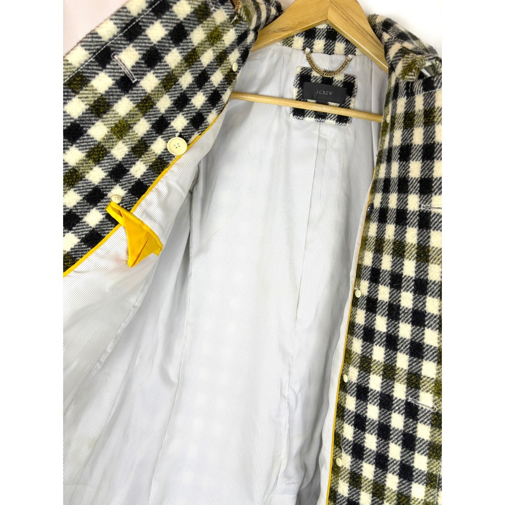 J.Crew Women Wool Buffalo Check Plaid Double Breasted Gold Button Coat Black - Picture 6 of 15